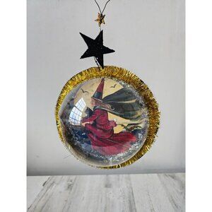 Vintage Halloween hanging witch glitter tinsel unique ornament decor